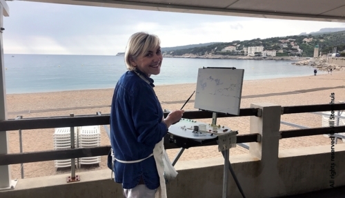 Oil painter at the beach in Cassis