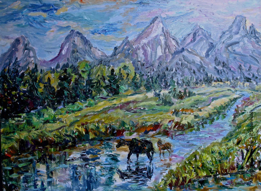 003564 Moose Crossing With Calf 2MB 8547