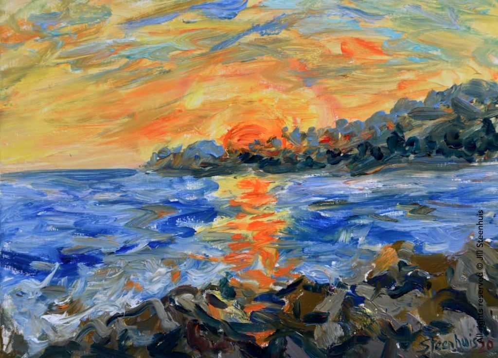 Winter Sunset in Cassis; 2020 - 12"x16"